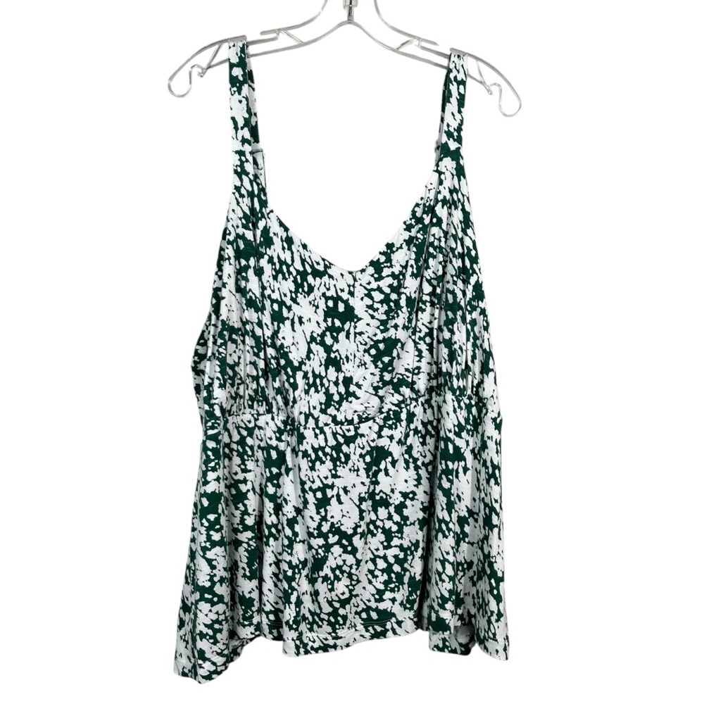 Lane Bryant Plus Size Green Floral Empire Waist Babydoll Cami Tank Top 26/28 3X - Picture 1 of 6